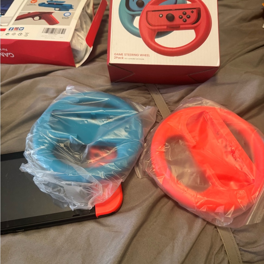 Nintendo Switch Red and Blue Steering Wheel Set